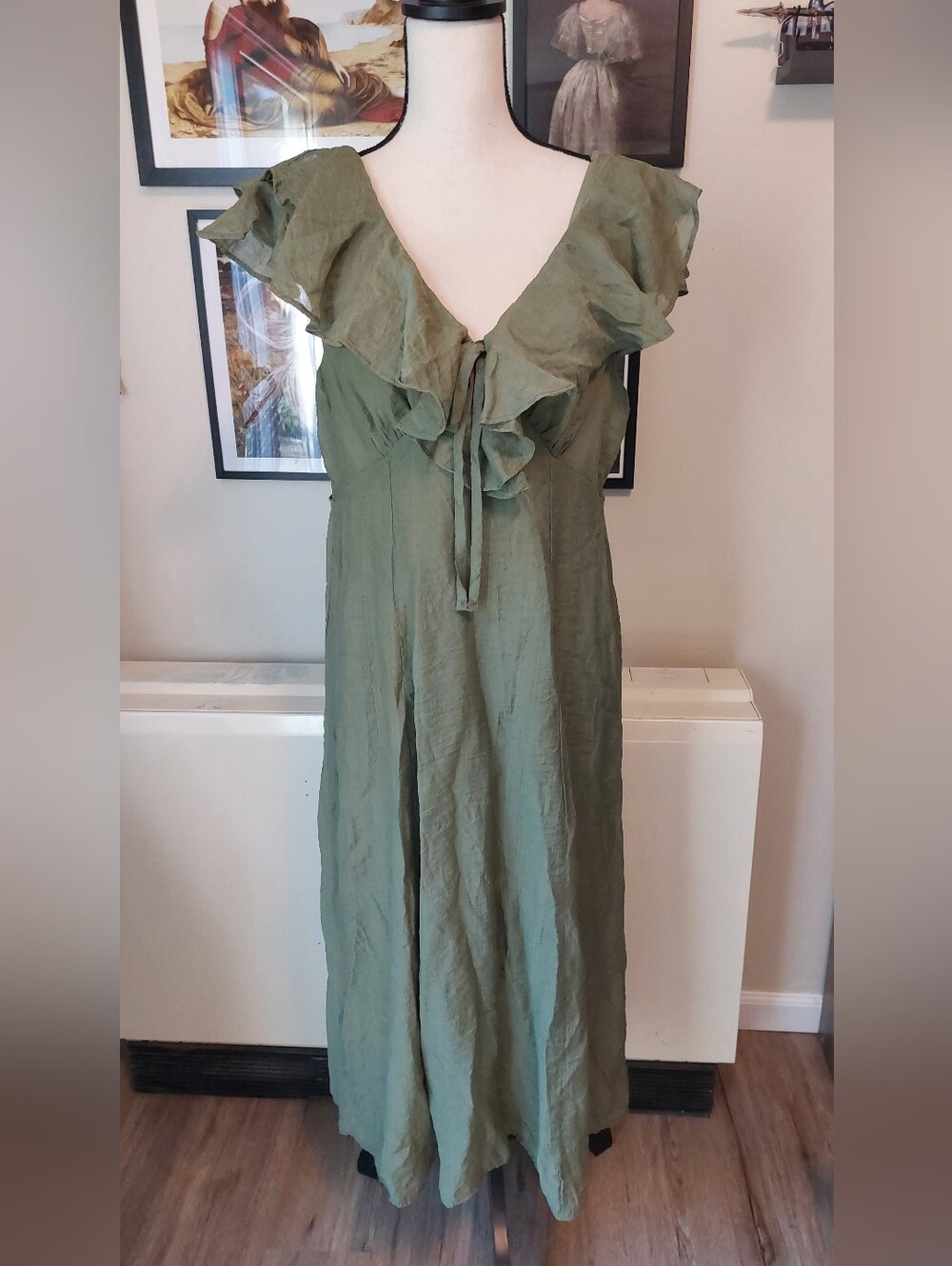 Green Ruffle Midi Dress
